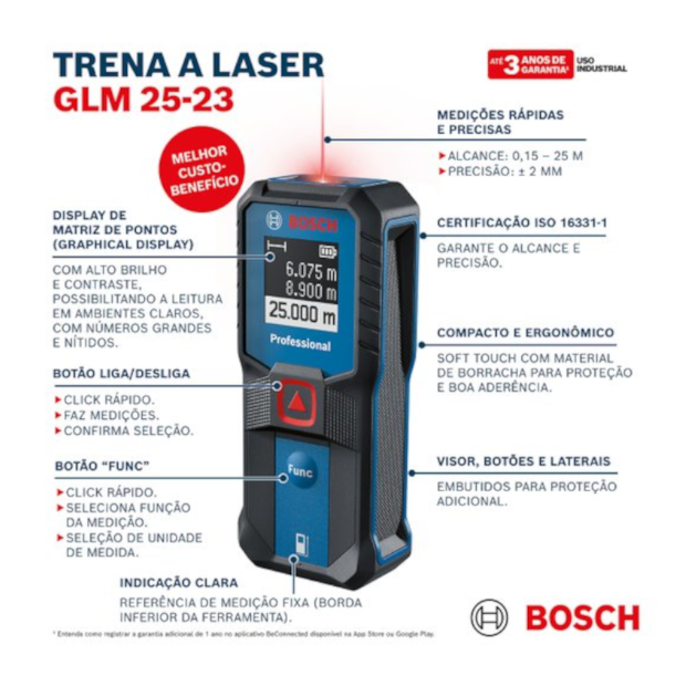 Trena a Laser Vermelho 25 Metros GLM 25-23 BOSCH-cf21d4f0-ecb8-46c1-b8e4-f3c386983c1a