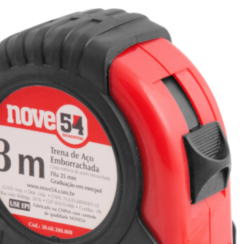 Trena Aço 8m x 25mm Emborrachada 3868388808 NOVE54 | Anhanguera Ferramentas