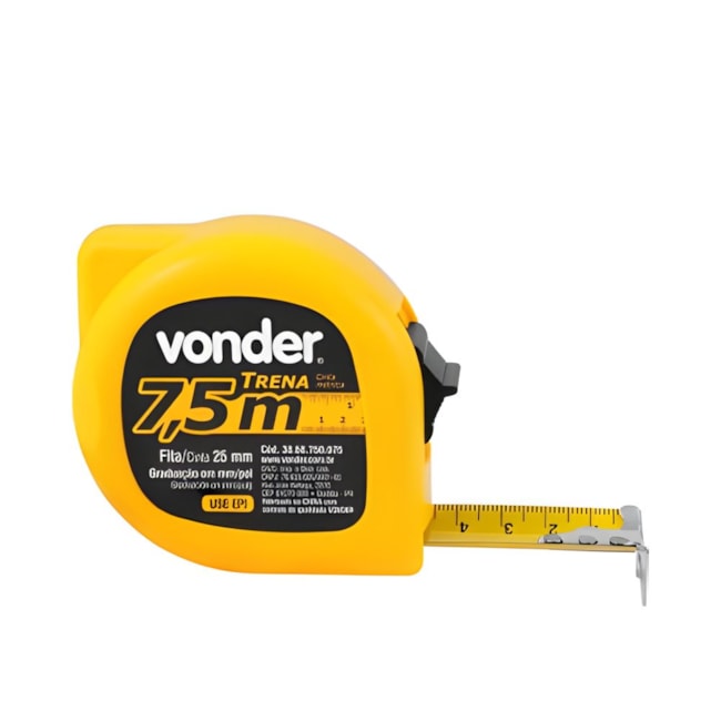 Trena Curta de Aço 7,5m x 25mm mm/Pol sem Blister Caixa com 6 Peças 3868750006 VONDER-69aa6768-1a91-4dfd-93ac-2a8b37c1f8d5