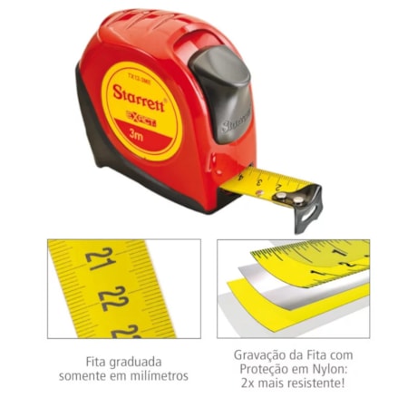 Trena de Bolso Exact 3 metros x 13mm KTX12-3M-S STARRETT