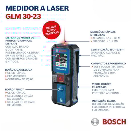 Trena Laser 30 metros Linha Vermelha GLM 30-23 BOSCH-39beff2d-3266-4965-aa1e-3e2f4d533085