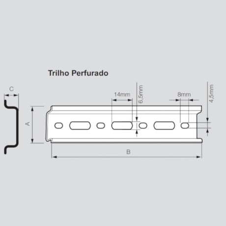 Trilho Perfurado de Aço para Contatores Bornes e Disjuntores DIN 2m 936603 CEMAR-6cfa971c-b23e-4846-bc52-3a755ea07d30