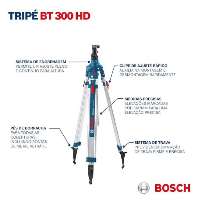 Tripé BT 300 HD Professional para Nível Laser 122 a 295cm 5/8