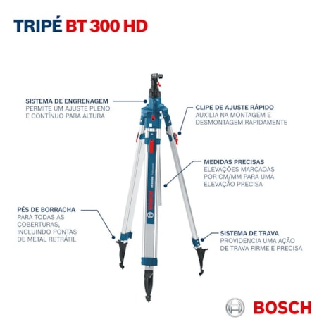 Tripé BT 300 HD Professional para Nível Laser 122 a 295cm 5/8