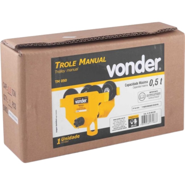 Trole Manual 0,5 tonelada (0,5 tf) TM050 6195000050 VONDER-308ce6e7-433e-4df2-8a33-513d13190e91