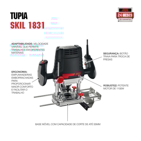 Tupia de Coluna 6mm 1100W com Maleta e Acessórios 1831 SKIL-ae3b95e7-1e03-4df3-8190-e9e5163490f4