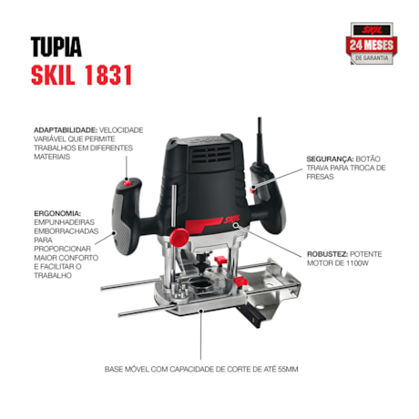 Tupia de Coluna 6mm 1100W com Maleta e Acessórios 1831 SKIL-c8d56a59-7085-41fd-8022-22b10d1f6714