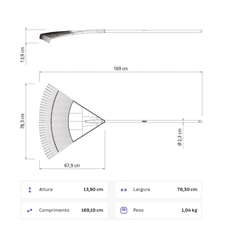 Vassoura de Grama/Jardim de Plástico 30 Dentes com Cabo Madeira 120cm 77856/801 TRAMONTINA-73c4f2bd-0ab2-4b28-b281-2c553d0fb058