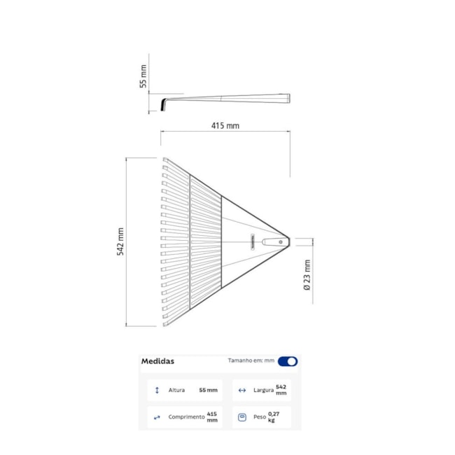 Vassoura Plástica Laranja para Grama/Jardim 22 Dentes sem Cabo 77850221 TRAMONTINA-43b7578b-cc3a-4055-863f-ead88263e6ef