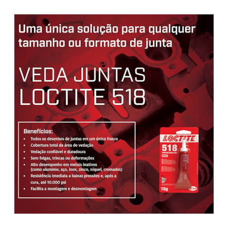 Veda Flange Baixo Torque para Usos Gerais 50g 518 LOCTITE-9c02ba2e-428d-4e85-9c30-8f2d85972261