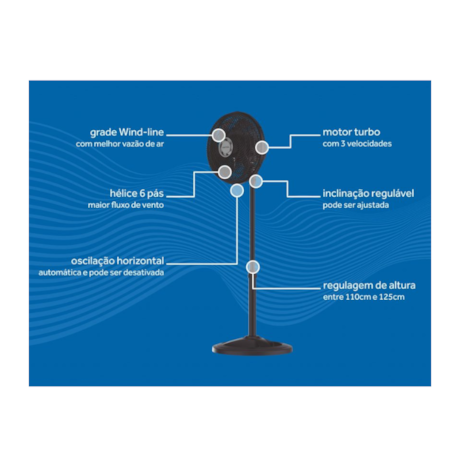 Ventilador Oscilante de Coluna 30cm 6 Pás 52W Preto TURBO 6 VENTISOL-fd094977-0cb5-4028-979a-e562c0fce2a3