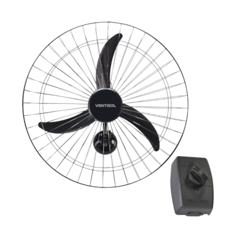 Ventilador Oscilante para Parede 60cm 3 Pás 147W 220V Preto NEW-452 VENTISOL-b0bb6244-4529-4c59-8f3f-295d31036b1d