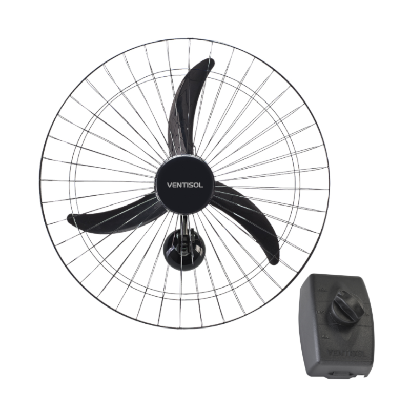 Ventilador Oscilante para Parede 60cm 3 Pás 147W 220V Preto NEW-452 VENTISOL