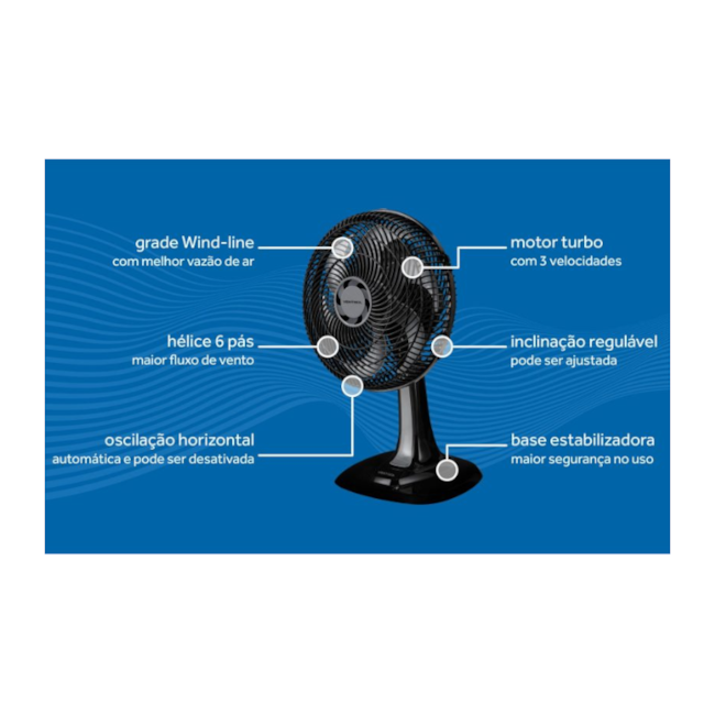 Ventilador Turbo Oscilante de Mesa 6 Pás 30cm 45W 110V 7249 VENTISOL -ac403933-3cd5-4733-a23f-7b549756e43f