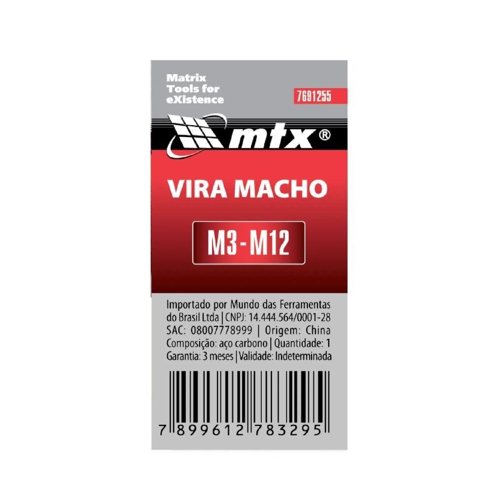 その他 mero Vira Macho Reto M6 a M20 7692055 MTX - Anhanguera Ferramentas